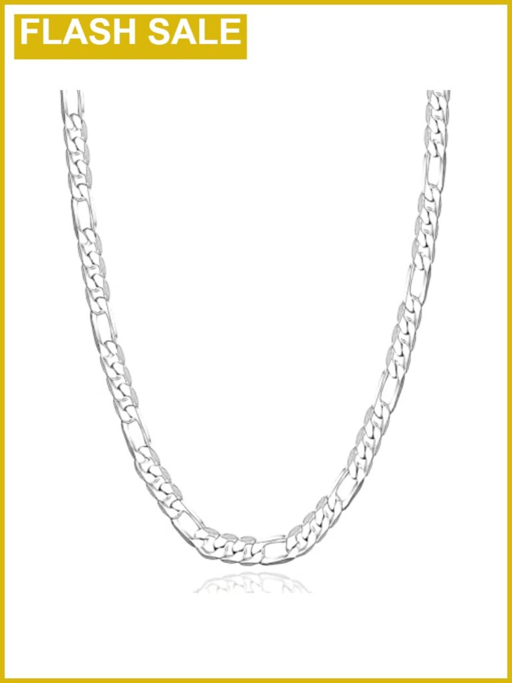 925 Sterling Silver Figaro Chain Necklace 5mm Italian Diamond-Cut Lobster Clasp